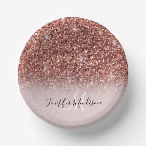 Personalized Rose Gold Glitter Drips Girly Luxury  Paper Bowls