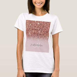 Personalized Rose Gold Glitter Drips Girly Luxury T-Shirt