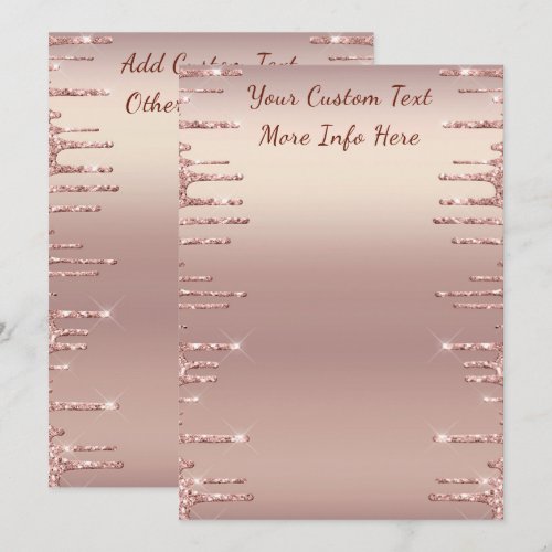 Personalized Rose Gold Glitter Drips Menu Example
