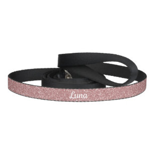 Personalized Rose Gold Glitter Girly Pink Dog Pet Leash