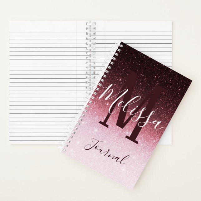 Personalized rose gold glitter gradient journal (Inside)