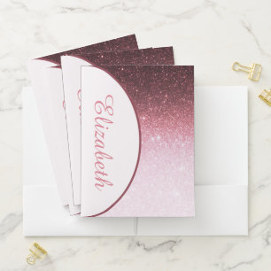 Personalized Rose gold glitter gradient Planner Pocket Folder
