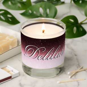 Personalized rose gold glitter gradient scented candle