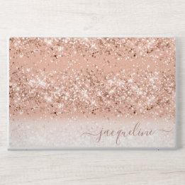 Personalized Rose Gold Glitter HP Laptop Skin