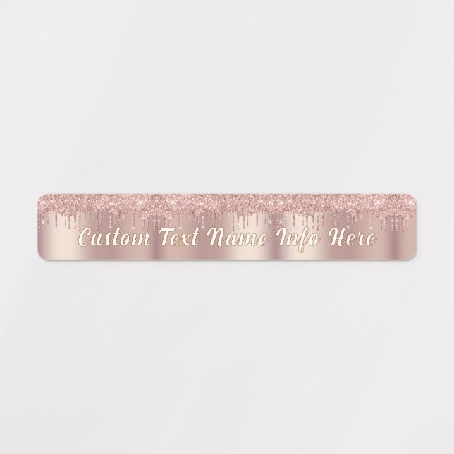 Personalized Rose Gold Glitter Labels Custom Text (Design 1)