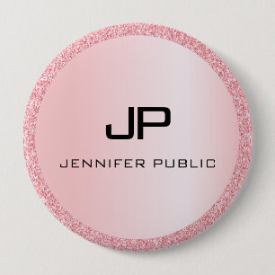 Personalized Rose Gold Glitter Look Monogram Button