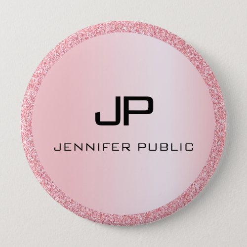 Personalized Rose Gold Glitter Look Monogram Button