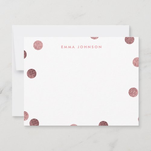 Personalized Rose Gold Glitter Modern Polka Dot