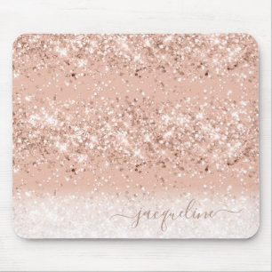 Personalized Rose Gold Glitter Mouse Pad