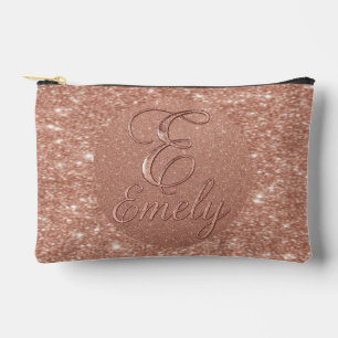 Personalized Rose Gold Glitter Name Design – Emely Accessory Pouch