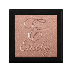 Personalized Rose Gold Glitter Name Design – Emely Gift Box