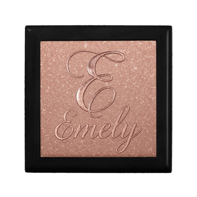 Personalized Rose Gold Glitter Name Design – Emely Gift Box (Front)