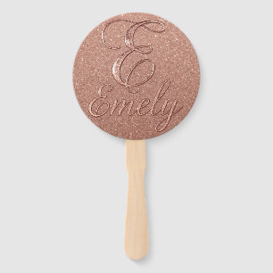 Personalized Rose Gold Glitter Name Design – Emely Hand Fan