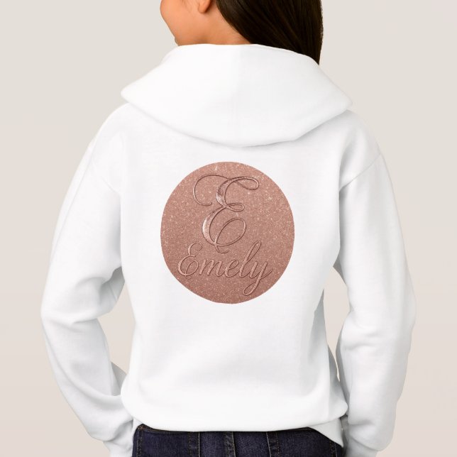 Personalized Rose Gold Glitter Name Design – Emely Hoodie (Back)
