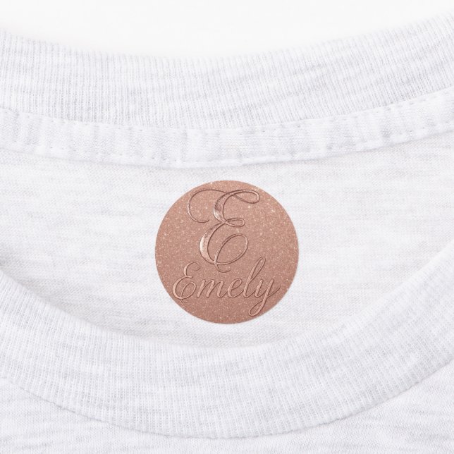 Personalized Rose Gold Glitter Name Design – Emely Kids' Labels (Affixed)