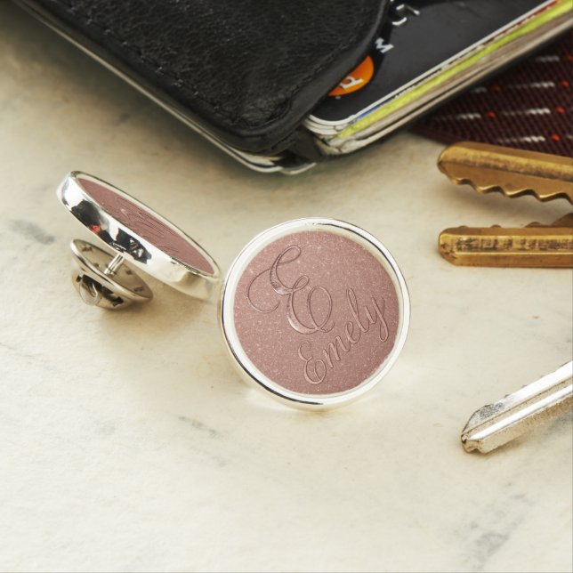Personalized Rose Gold Glitter Name Design – Emely Lapel Pin (In Situ)
