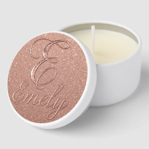 Personalized Rose Gold Glitter Name Design – Emely Mini Candle Favors