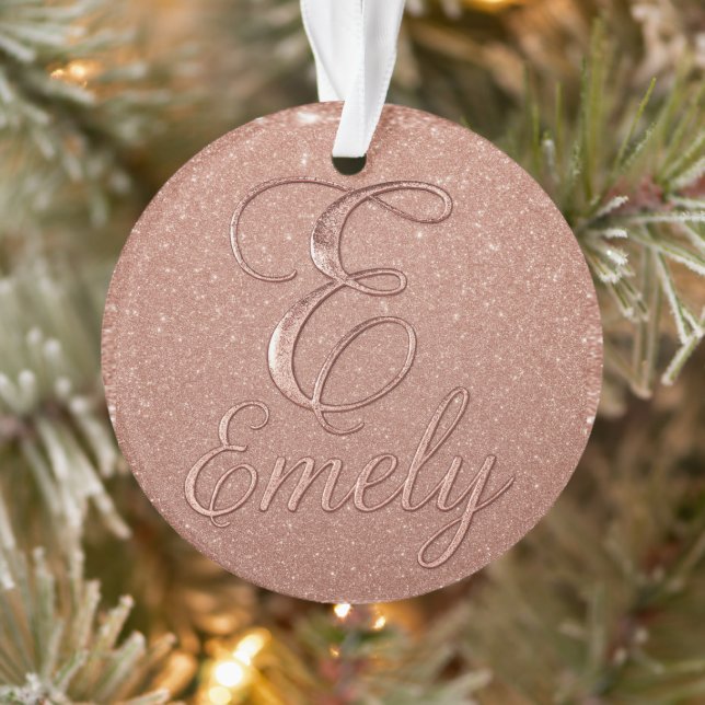 Personalized Rose Gold Glitter Name Design – Emely Ornament (Tree)