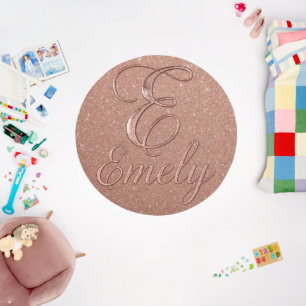 Personalized Rose Gold Glitter Name Design – Emely Outdoor Rug