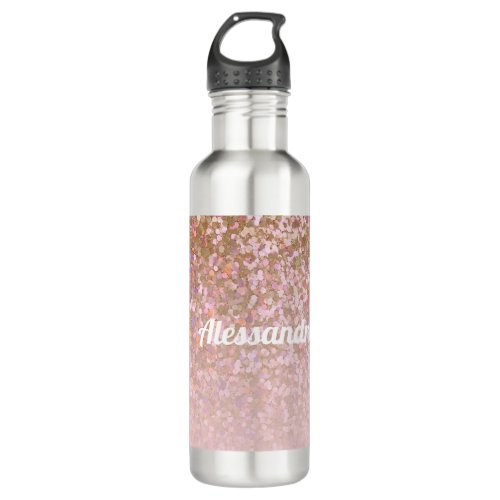 Personalized Rose Gold Glitter Ombre Name Stainless Steel Water Bottle