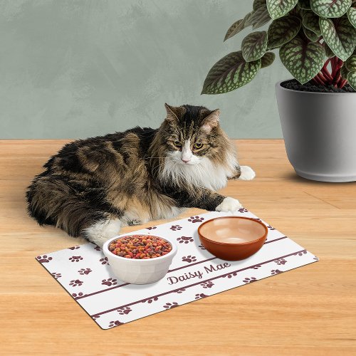 Personalized Rose Gold Glitter Paw Prints Pet Placemat