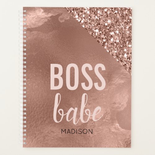 Personalized Rose Gold Glitter  Pink  Boss Babe Planner