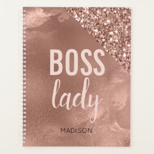 Personalized Rose Gold Glitter Pink Boss Lady Planner