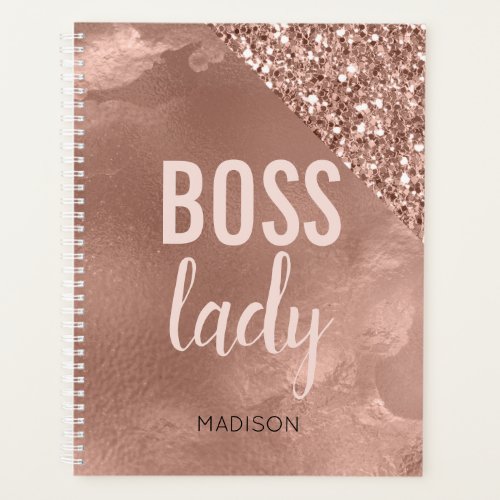 Personalized Rose Gold Glitter  Pink  Boss Lady Planner