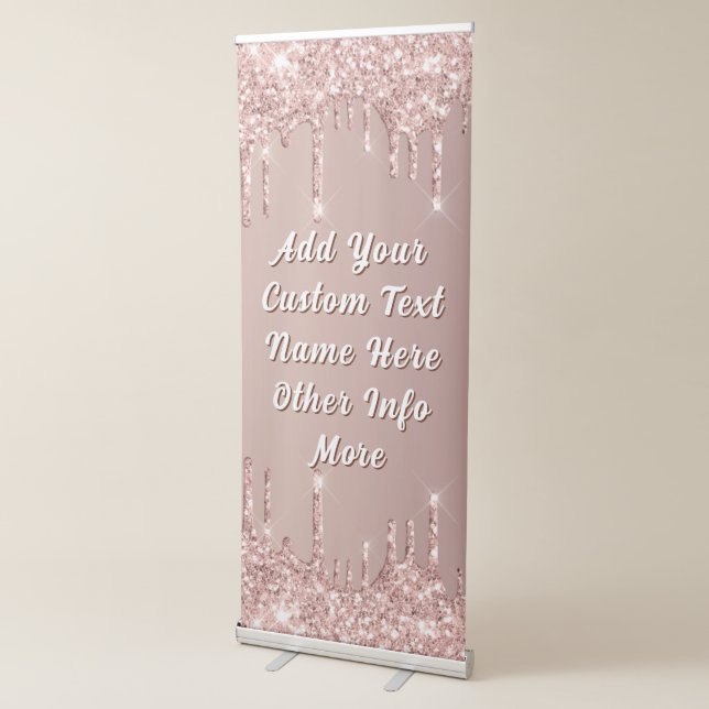 Personalized Rose Gold Glitter Retractable Banner (3/4)