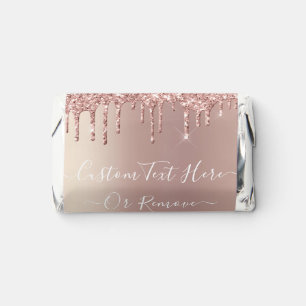 Personalized Rose Gold Glitter Sparkly Custom Text Hershey's Miniatures