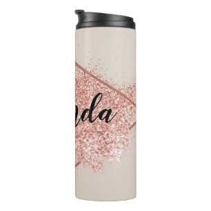 Personalized Rose Gold Glitter Thermal Tumbler
