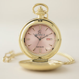 Personalized Rose Gold Hair Salon  Pocket Watch