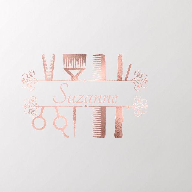 Personalized Rose Gold hair Stylist Hairdresser   Wall Decal (Insitu 2)