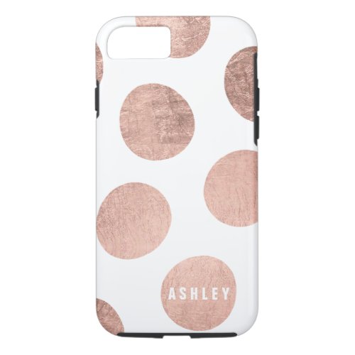 Personalized rose gold hand drawn polka dots iPhone 87 case