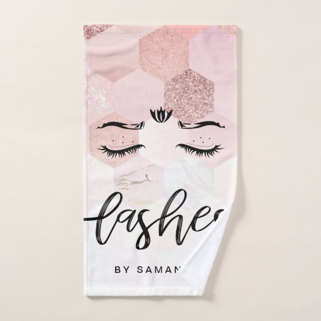 Personalized Rose Gold Lashes Hand Towel (Hand Towel)
