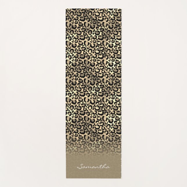 Personalized Rose Gold Leopard Spots Animal Print Yoga Mat (Front)