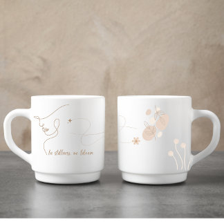 Personalized Rose Gold Line Art Mindfulness Quote Coffee Mug