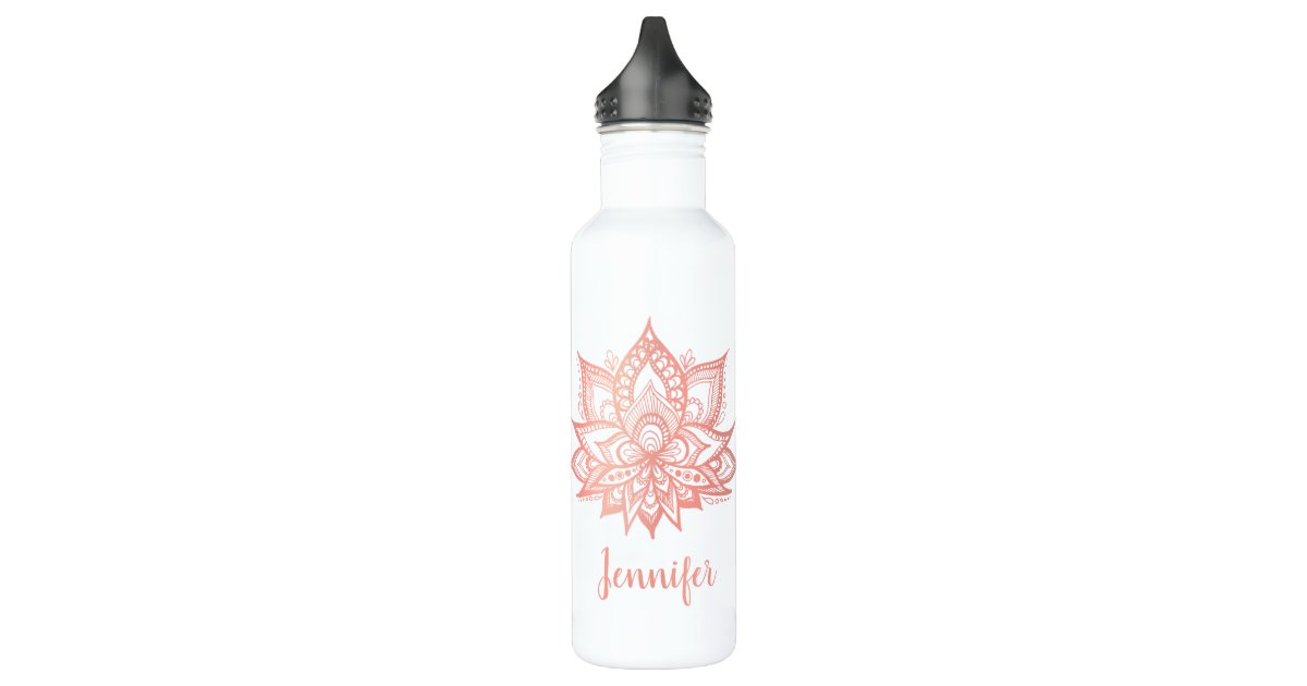 Pink Lotus Stainless Steel Yoga Water Bottle - 20 oz Insulated