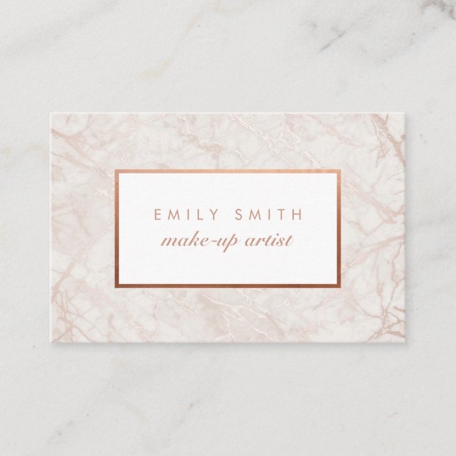 Personalized Rose Gold Marble Business Cards (Front)