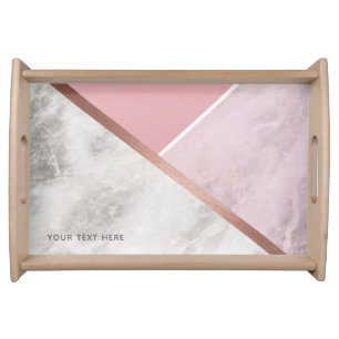 Personalized Rose Gold Marble Copper Effect Tray
