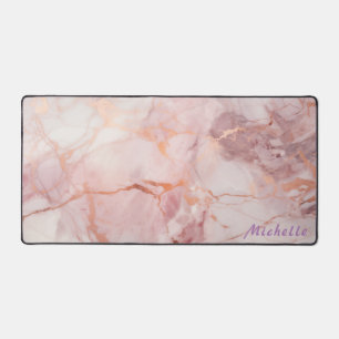 Personalized Rose Gold Marble Desk Mat