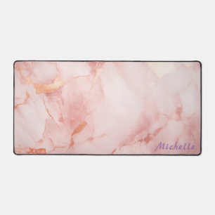 Personalized Rose Gold Marble Desk Mat
