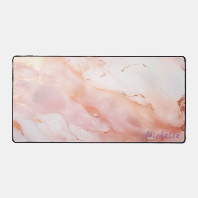 Personalized Rose Gold Marble Desk Mat (Front)