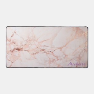 Personalized Rose Gold Marble Desk Mat