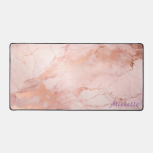 Personalized Rose Gold Marble Desk Mat