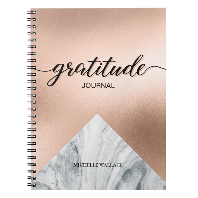 Personalized Rose gold Marble Gratitude Journal (Front)