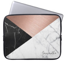 Personalized Rose Gold Marble Laptop Case