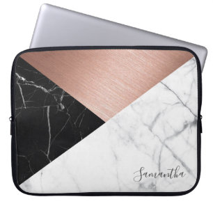 Personalized Rose Gold Marble Laptop Case