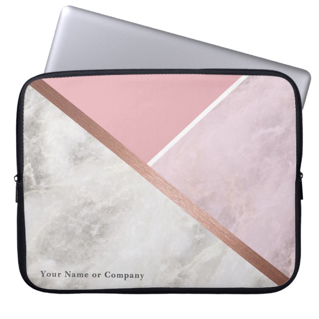 Personalized Rose Gold Marble Laptop Case (Front)