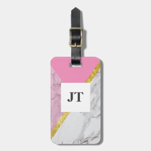 Personalized Rose Gold Marble Pink Luggage Tag